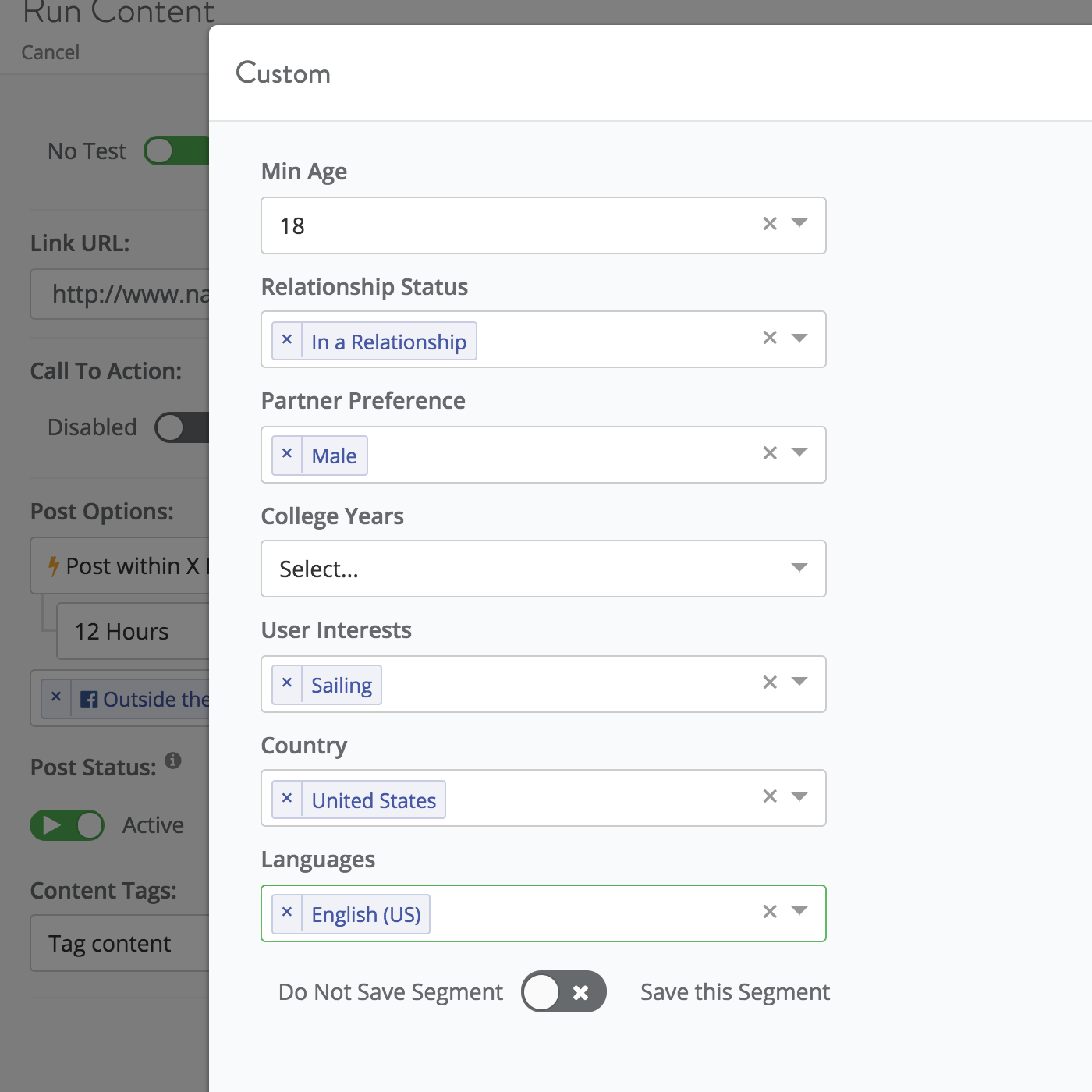 Audience Targeting Interface